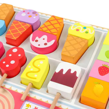 Houten IJswinkel – Creatieve Speelset met Kleurrijke IJsjes en Toppings – Educatief en Duurzaam Speelgoed