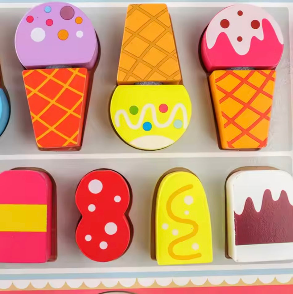 Houten IJswinkel – Creatieve Speelset met Kleurrijke IJsjes en Toppings – Educatief en Duurzaam Speelgoed