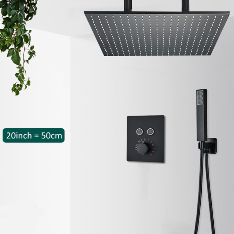 VoordeelPaleis® SmartPulse Plafond Regendouche Plateau Alicante 50 cm vierkant mat zwart