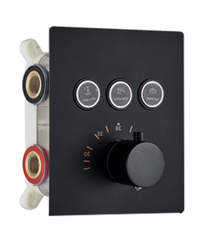 PROMO SaniSupreme®SmartPulse Plafond Thermostatische Doucheset Alicante 3 weg 40x80 cm regendouche mat zwart