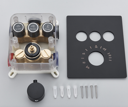 PROMO SaniSupreme®SmartPulse Plafond Thermostatische Doucheset Alicante 3 weg 40x80 cm regendouche mat zwart