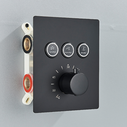 PROMO SaniSupreme®SmartPulse Plafond Thermostatische Doucheset Alicante 3 weg 40x80 cm regendouche mat zwart