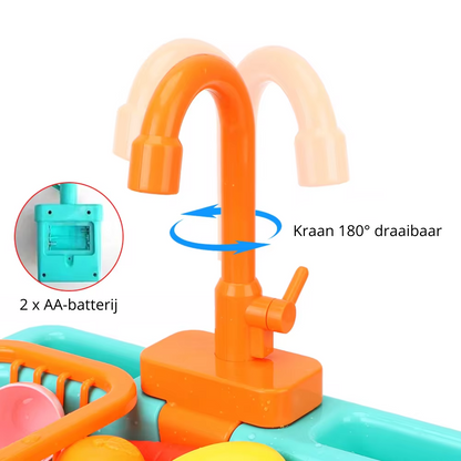 Interactief Educatief Speelgoed – Gootsteen met Werkende Waterkraan en Snijvoedsel – Voor Kinderen