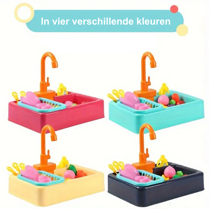 Interactief Educatief Speelgoed – Gootsteen met Werkende Waterkraan en Snijvoedsel – Voor Kinderen