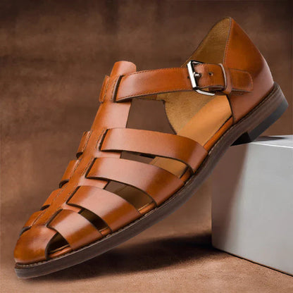 Leren Heren Sandalen met Verstelbare Bandjes en Ergonomisch Voetbed