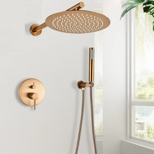 SaniSupreme Doucheset Yosemite 12 inch regendouche rond 2-weg koper glans inbouw