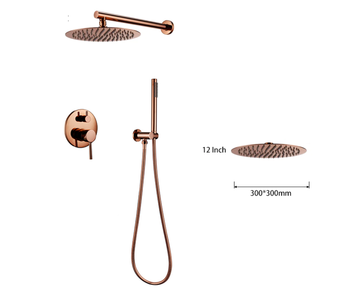 SaniSupreme Doucheset Yosemite 12 inch regendouche rond 2-weg koper glans inbouw