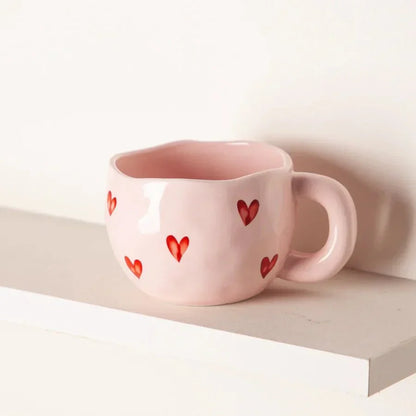 Keramische koffiemok met roze hart
