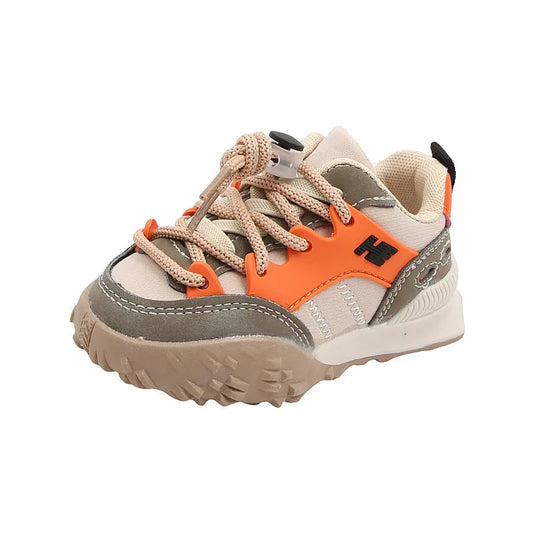 Kinder Sportschoenen – Ademend Katoen en Leer, Klittenbandsluiting voor Comfortabel Speelplezier