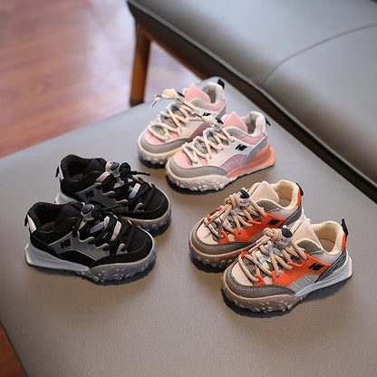 Kinder Sportschoenen – Ademend Katoen en Leer, Klittenbandsluiting voor Comfortabel Speelplezier
