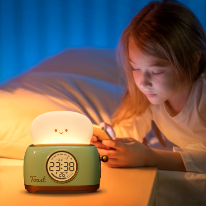 Kinderwekker met Nachtlampje – Dimbare LED, Oplaadbaar, Kindvriendelijk Design, Veilig Materiaal
