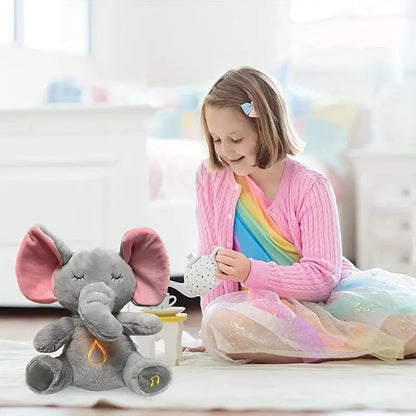 Knuffel Olifant – Hypoallergeen Katoen, Ademhaling en Kalmerende Muziek – Ideaal voor Ontspanning