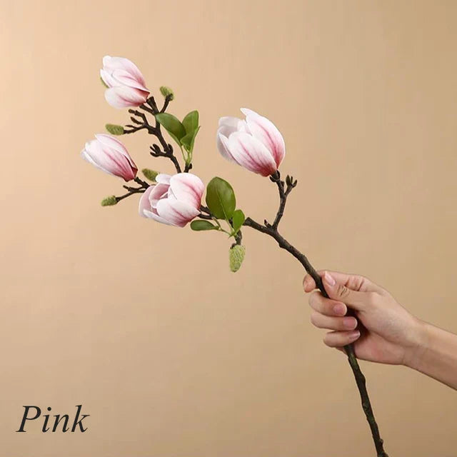 BlijftBloei – Sfeervolle Kunsttak met Realistische Magnolia Bloemen