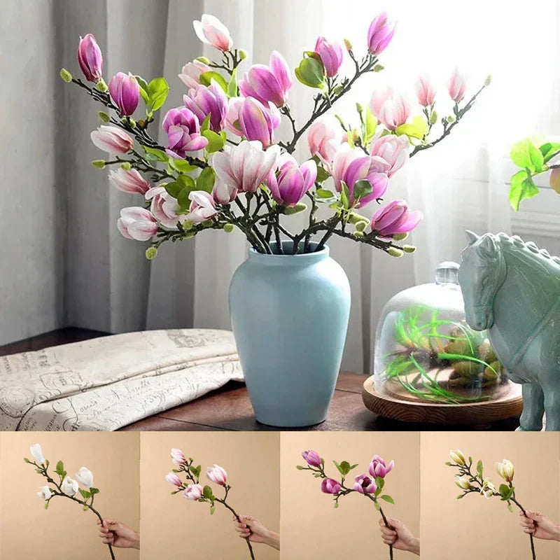 BlijftBloei – Sfeervolle Kunsttak met Realistische Magnolia Bloemen