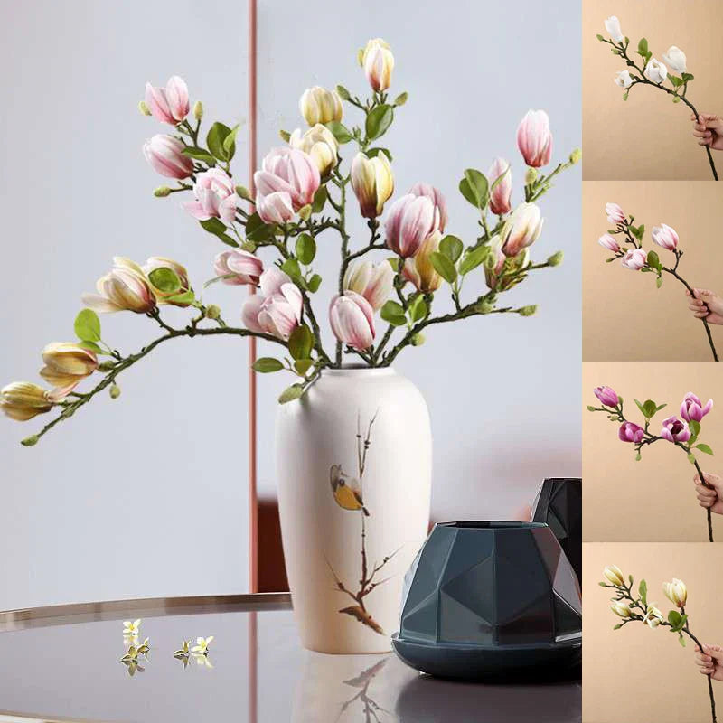BlijftBloei – Sfeervolle Kunsttak met Realistische Magnolia Bloemen