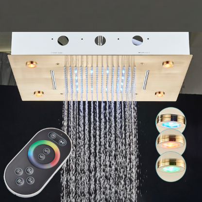 VoordeelPaleis® SmartPulse Plafond LED Remote Regendouche Inbouw La Paz 50 x 36 cm geborsteld goud