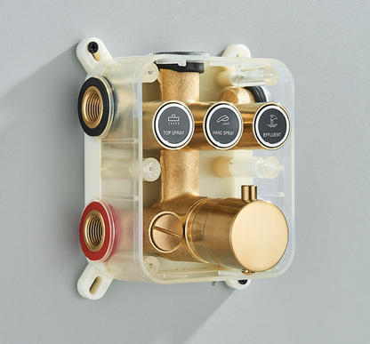 VoordeelPaleis® SmartPulse Plafond Thermostatische Komplete Doucheset Alicante 3 weg Inbouw Plafond LED regendouche La Paz Goud Geborsteld