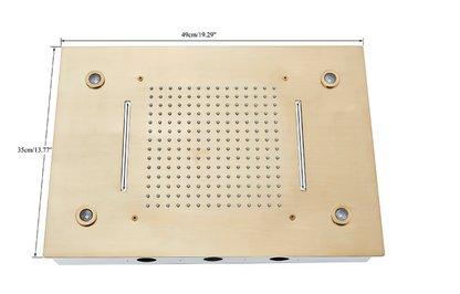 VoordeelPaleis® SmartPulse Plafond LED Remote Regendouche Inbouw La Paz 50 x 36 cm geborsteld goud