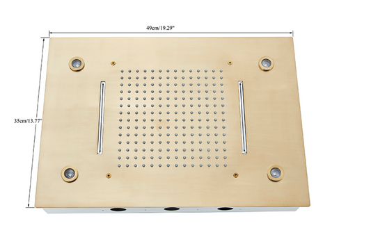 VoordeelPaleis® SmartPulse Plafond LED Remote Regendouche Inbouw La Paz 50 x 36 cm geborsteld goud