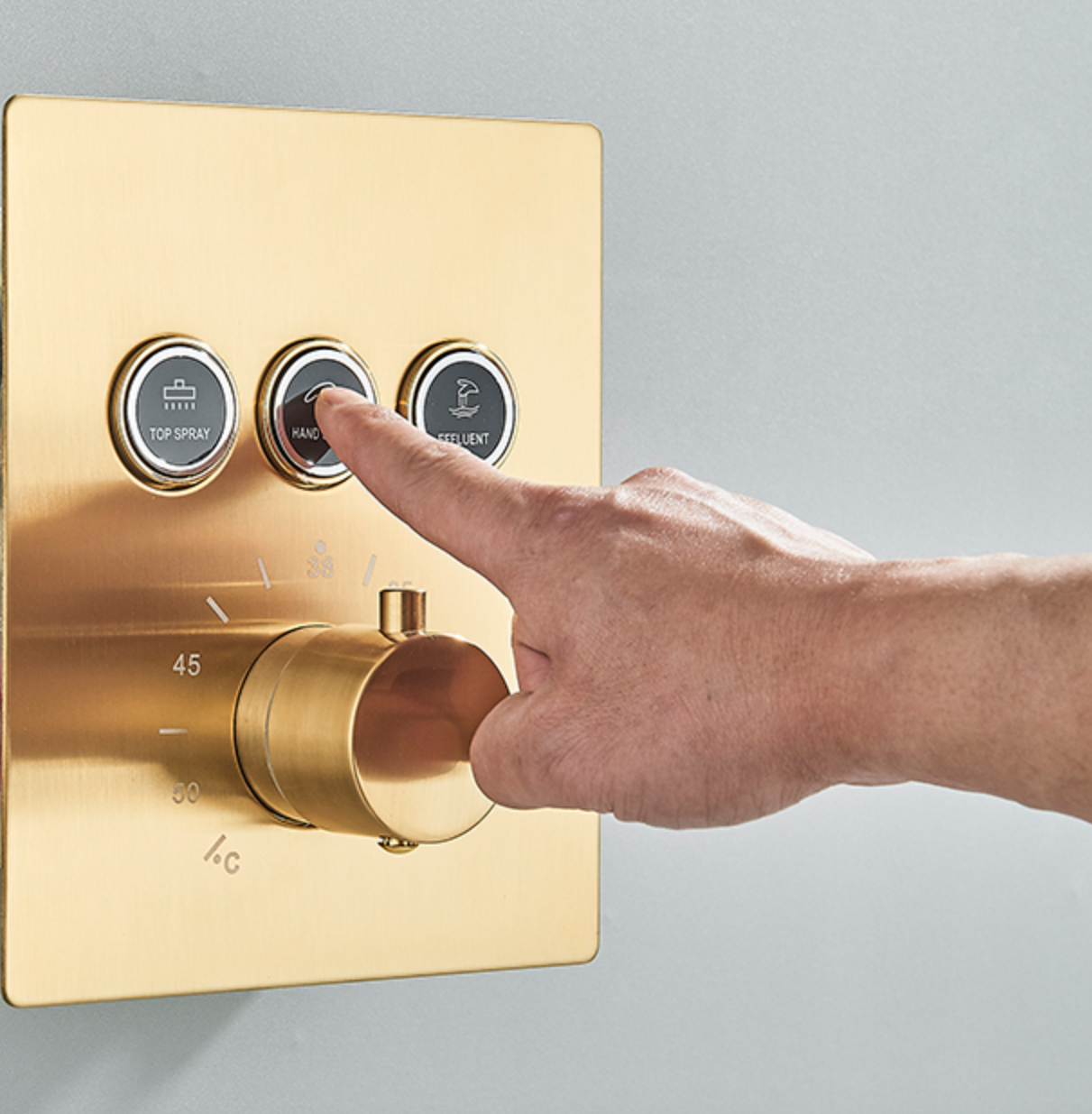 VoordeelPaleis® SmartPulse Plafond Thermostatische Komplete Doucheset Alicante 3 weg Inbouw Plafond LED regendouche La Paz Goud Geborsteld