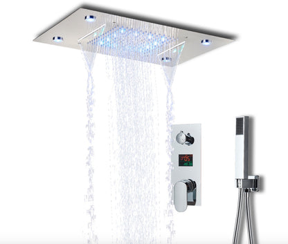 VoordeelPaleis® SmartPulse Plafond Thermostatische Doucheset Manhattan 3 weg Inbouw Plafond LED regendouche La Paz Glans Chroom