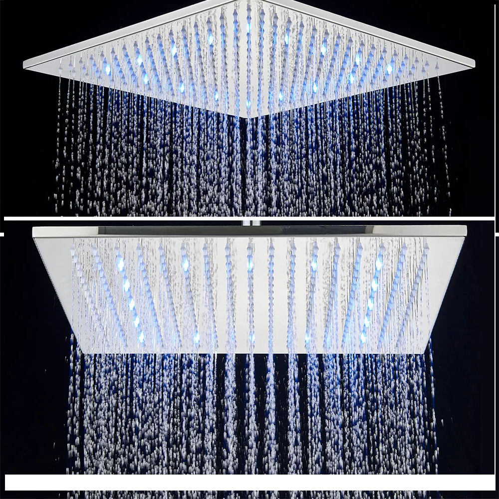 VoordeelPaleis® Doucheset Manhattan Premium de Luxe LCD 16 inch LED Plafond regendouche vierkant 2-weg chroom inbouw