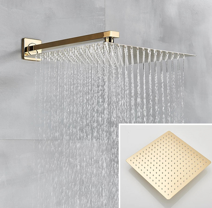 VoordeelPaleis® Doucheset Premium de Luxe LCD 40 cm. regendouche vierkant 3-weg Geborsteld Goud