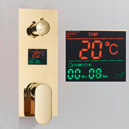VoordeelPaleis® Doucheset Manhattan Premium de Luxe LCD 12 inch regendouche vierkant 2-weg Glans Goud
