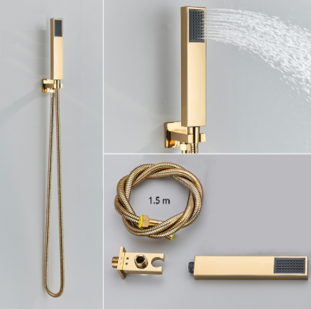VoordeelPaleis® Doucheset Manhattan Premium de Luxe LCD 12 inch regendouche vierkant 2-weg Glans Goud