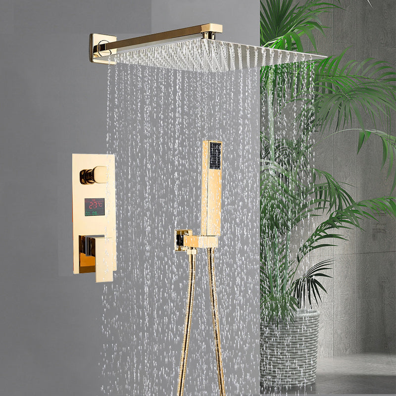 VoordeelPaleis® Doucheset Manhattan Premium de Luxe LCD 12 inch regendouche vierkant 2-weg Glans Goud