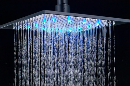 VoordeelPaleis® Doucheset Manhattan Premium HighLine 30 cm. regendouche LED vierkant 2-weg zwart inbouw