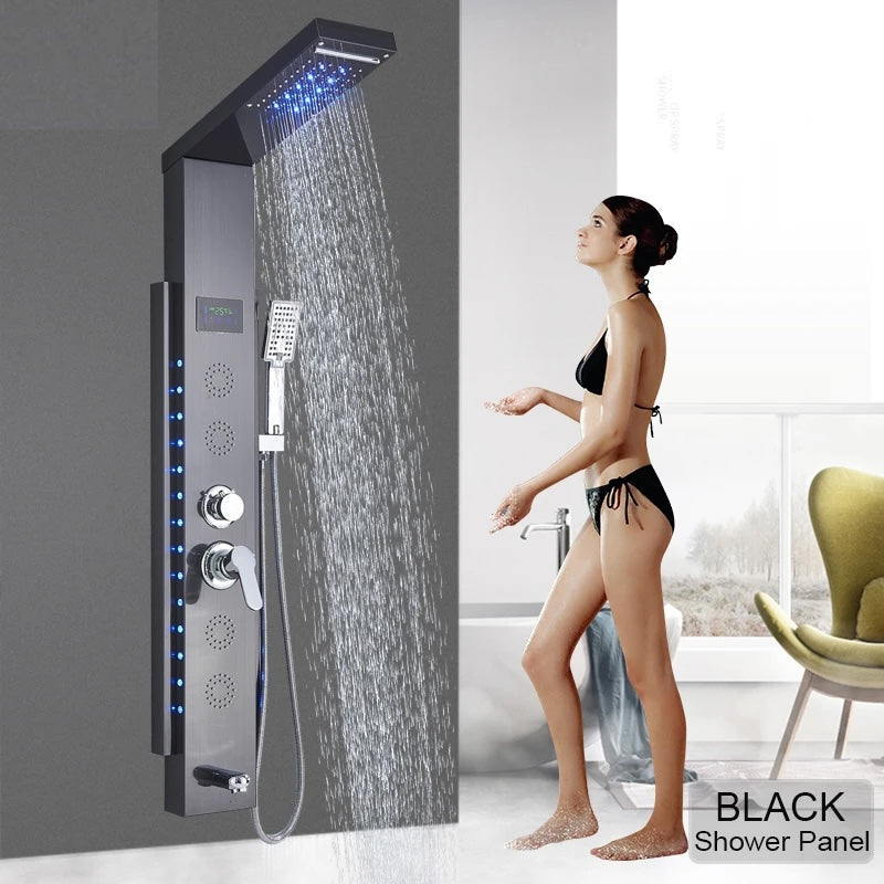 Douchepaneel Opbouwdouche VoordeelPaleis® Venus met hand- en voetendouche LCD Premium zwart