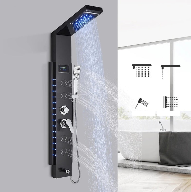 Douchepaneel Opbouwdouche VoordeelPaleis® Venus met hand- en voetendouche LCD Premium zwart