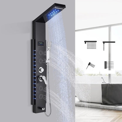 Douchepaneel Opbouwdouche VoordeelPaleis® Venus met hand- en voetendouche LCD Premium zwart
