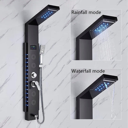 Douchepaneel Opbouwdouche VoordeelPaleis® Venus met hand- en voetendouche LCD Premium zwart