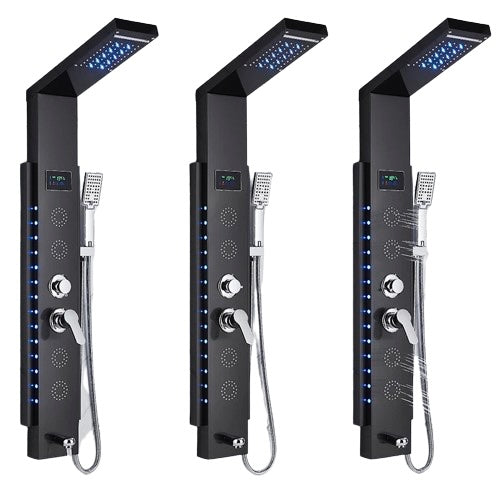 Douchepaneel Opbouwdouche VoordeelPaleis® Venus met hand- en voetendouche LCD Premium zwart