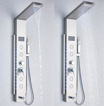 Luxe Douchepaneel Opbouwdouche VoordeelPaleis® Marine met hand- en voetendouche LCD Premium zilver brush