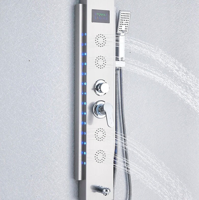 Luxe Douchepaneel Opbouwdouche VoordeelPaleis® Marine met hand- en voetendouche LCD Premium zilver brush