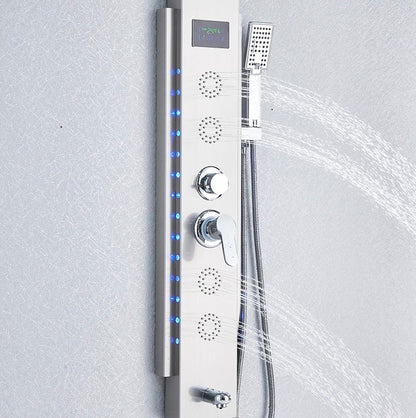 Luxe Douchepaneel Opbouwdouche VoordeelPaleis® Marine met hand- en voetendouche LCD Premium zilver brush