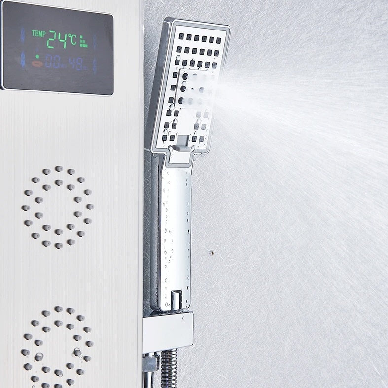 Luxe Douchepaneel Opbouwdouche VoordeelPaleis® Marine met hand- en voetendouche LCD Premium zilver brush
