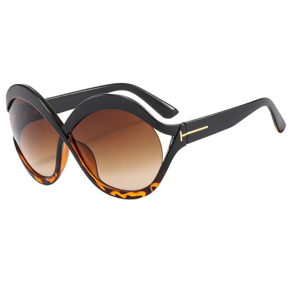 Oversized Zonnebril met UV400 Bescherming - Ronde Vorm, Trendy en Lichtgewicht