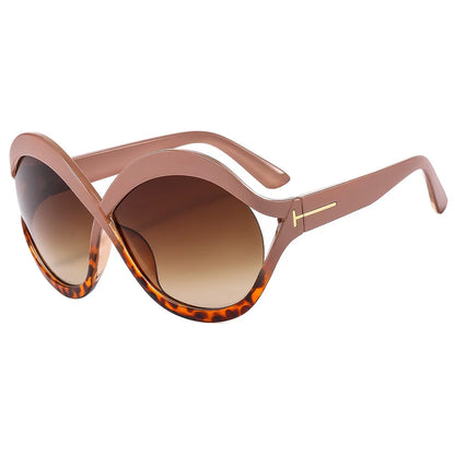 Oversized Zonnebril met UV400 Bescherming - Ronde Vorm, Trendy en Lichtgewicht