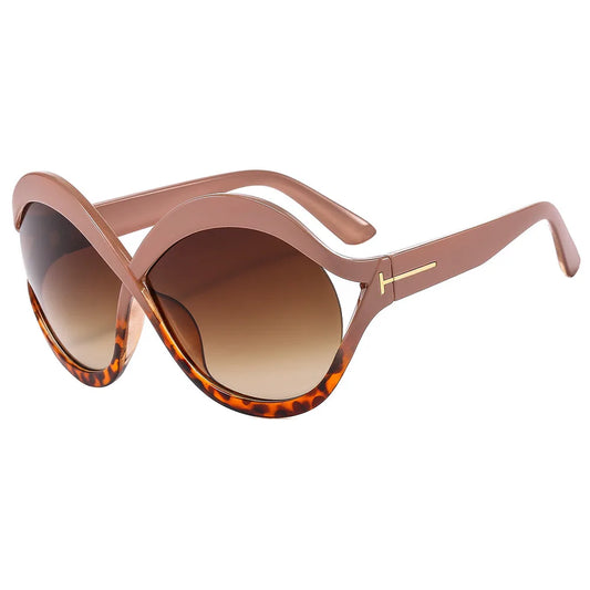 Oversized Zonnebril met UV400 Bescherming - Ronde Vorm, Trendy en Lichtgewicht