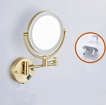 Make-up en Scheerspiegel VoordeelPaleis Bari Ø20cm LED Verlichting 3x Vergroting Goud Brushed