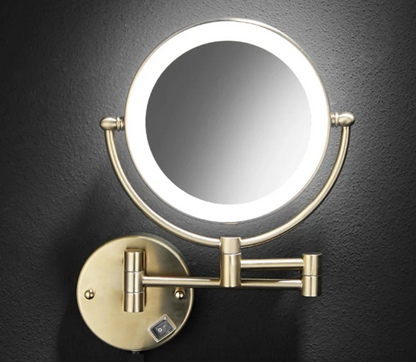 Make-up en Scheerspiegel VoordeelPaleis Bari Ø20cm LED Verlichting 3x Vergroting Goud Brushed