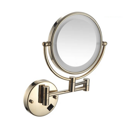 Make-up en Scheerspiegel VoordeelPaleis Bari Ø20cm LED Verlichting 3x Vergroting Goud Brushed