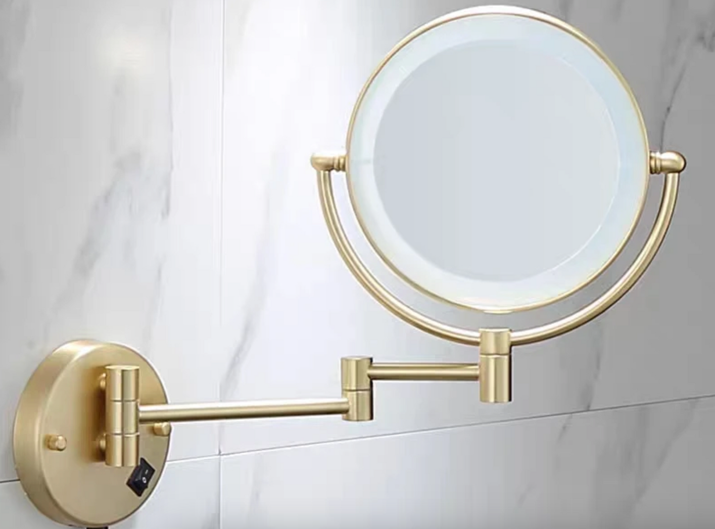 Make-up en Scheerspiegel VoordeelPaleis Bari Ø20cm LED Verlichting 3x Vergroting Goud Brushed