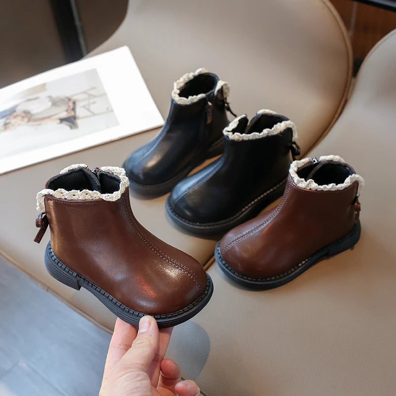 Meisjes Laarsjes – Leren Antislip Zolen, Warm en Comfortabel – Perfect voor Avontuurlijke Kinderen
