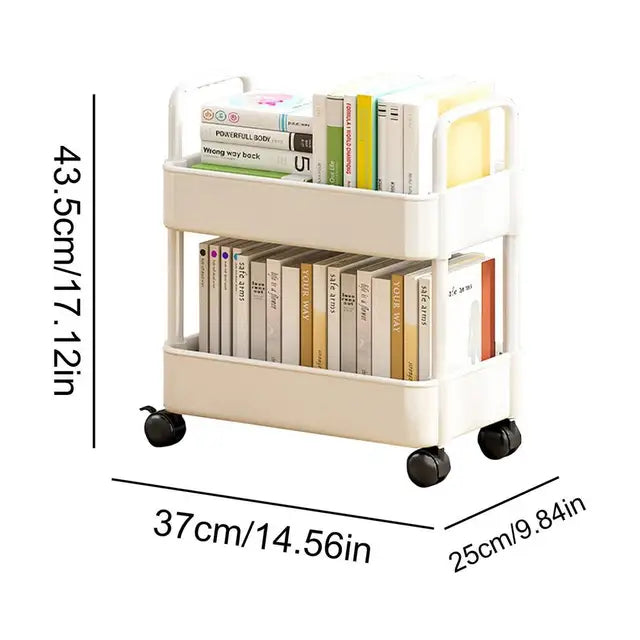 Mobiele Boekenplank kar met Wielen | Boekenopslag en Organisator - Dalton
