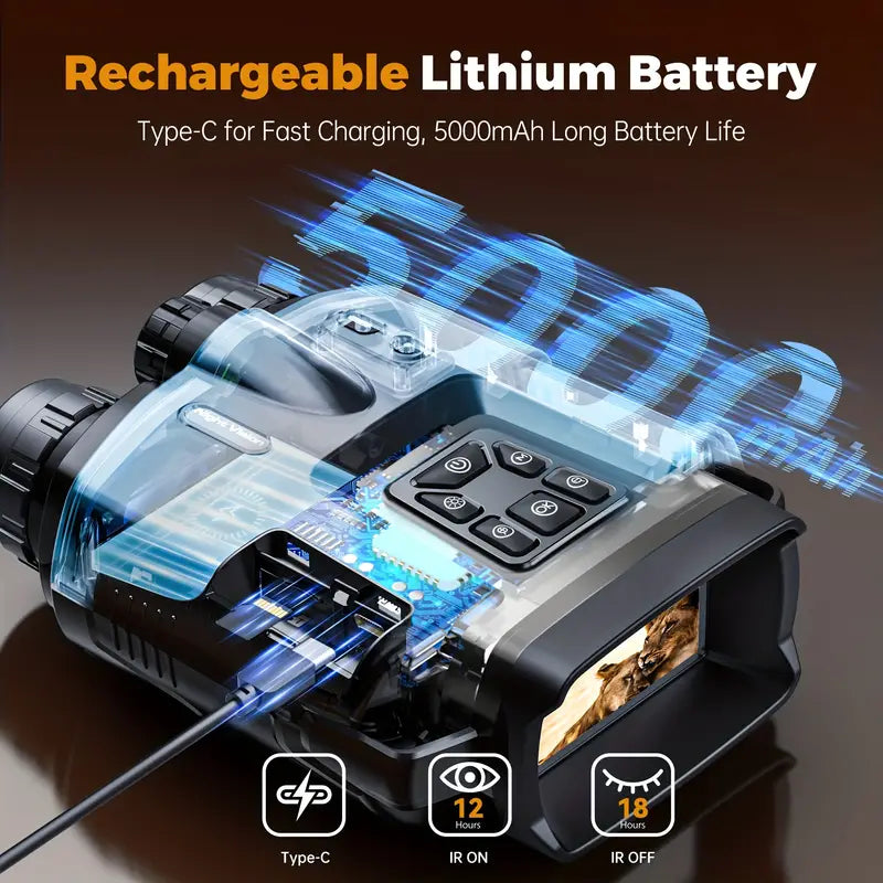 Monoculaire met Infrarood Nachtzicht 8x Zoom | Verrekijker met Ingebouwde 5000mAh Batterij
